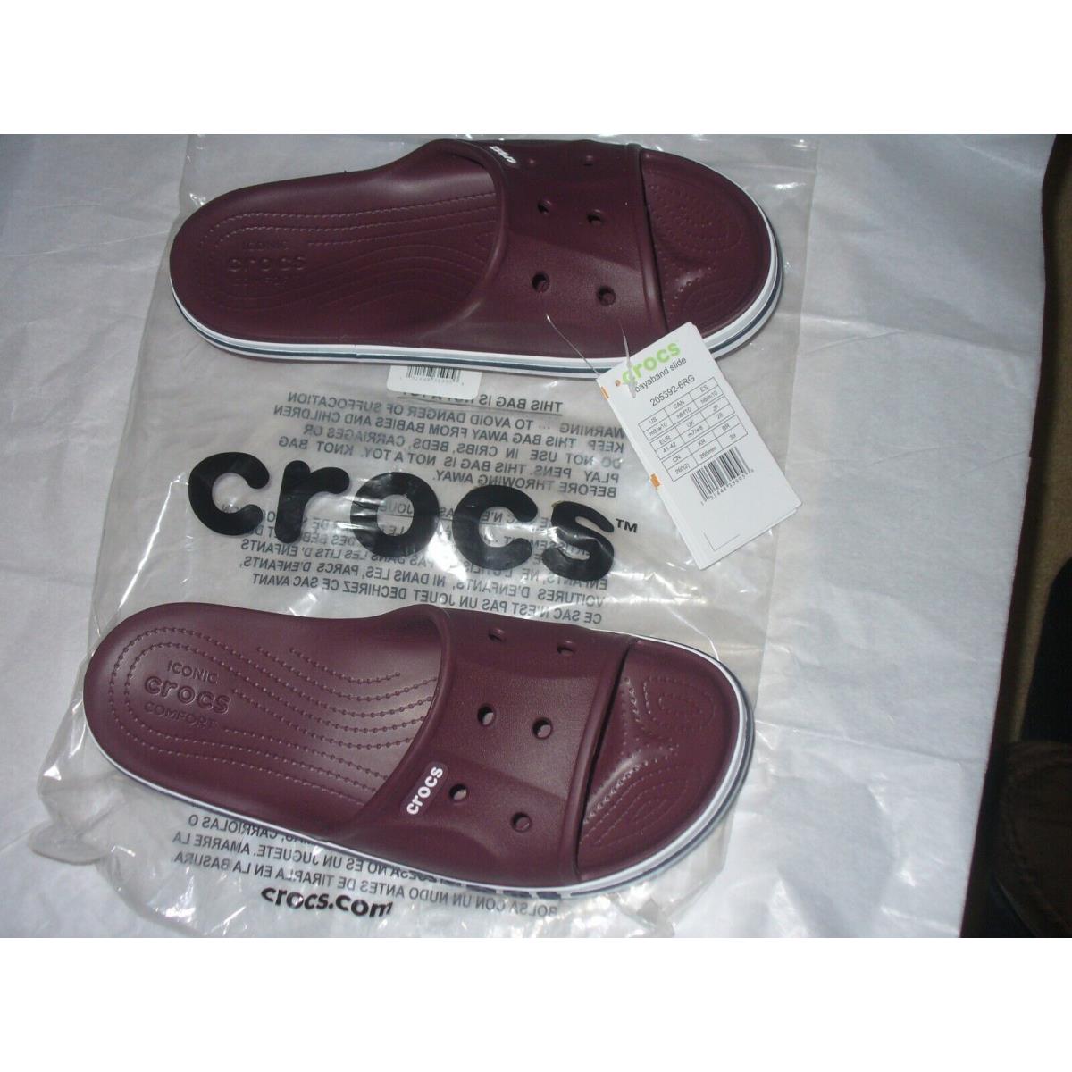 Crocs Men`s Bayaband Slide Burgandy/navy/white Choice Size Relaxed Fit