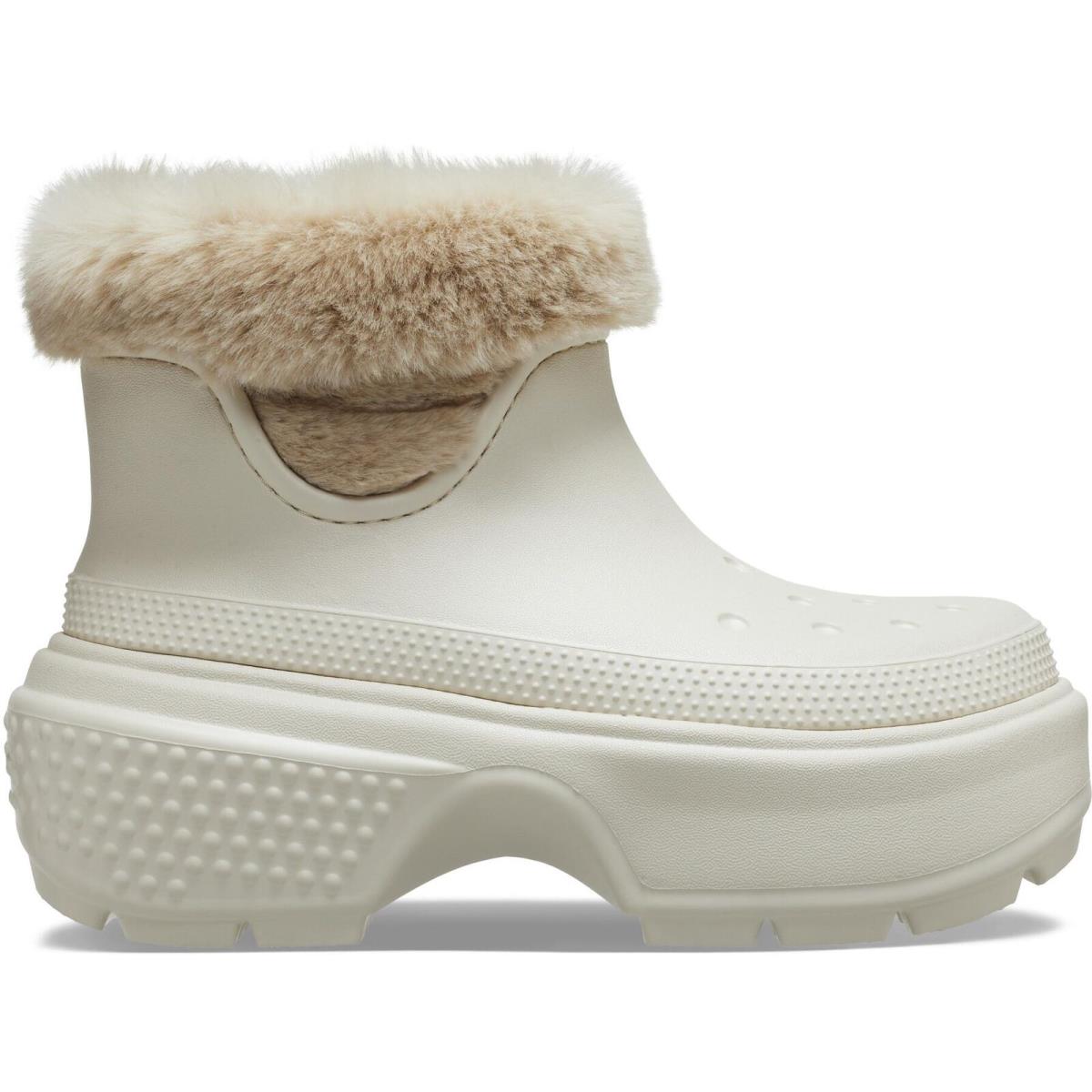 Crocs Stomp Lined 208718-160 Snow Boots Men`s Size 12 Stucco White Ankle High - White