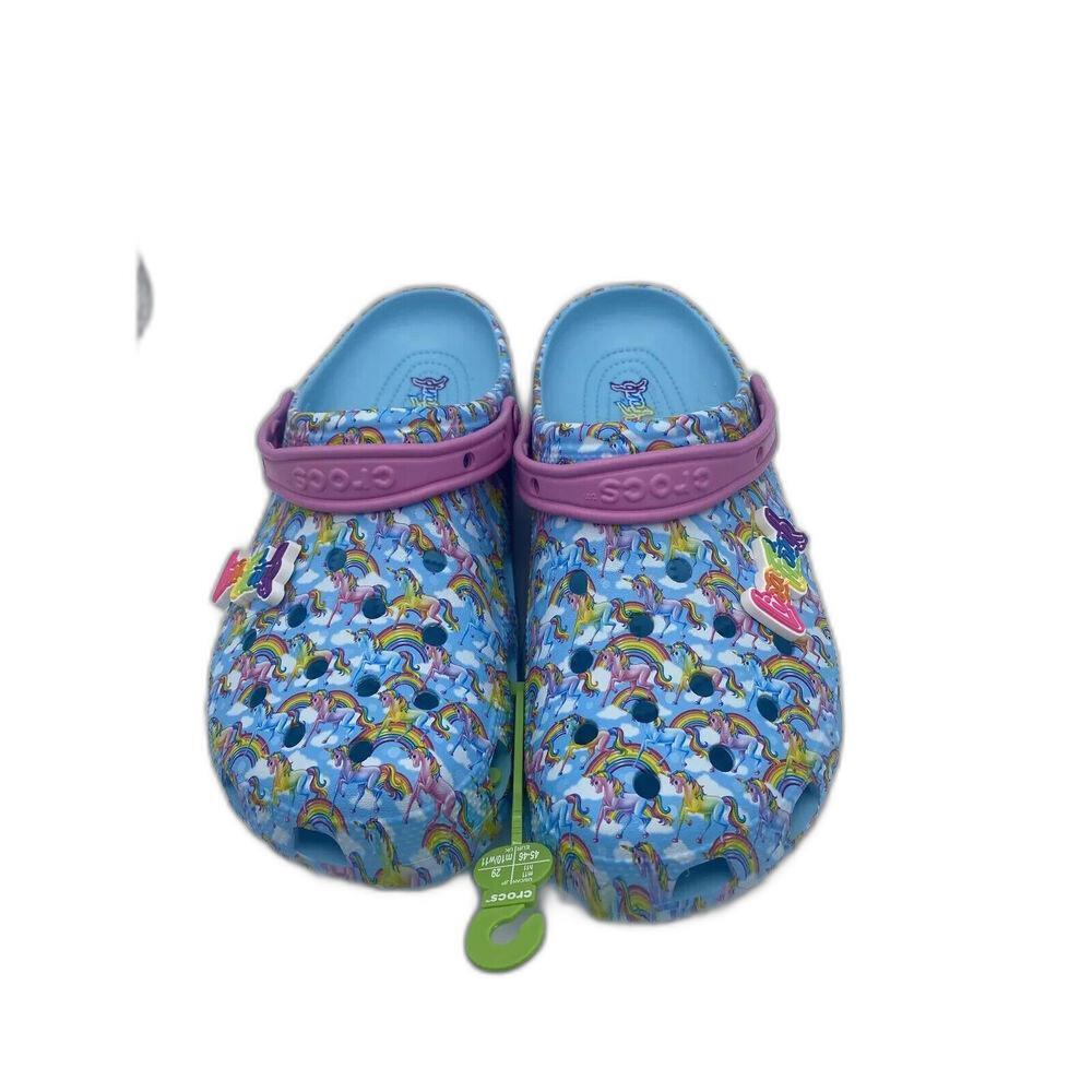 Crocs Lisa Frank Rainbow Unicorn Clogs Shoes Men 9 Women 11 Unisex - Blue