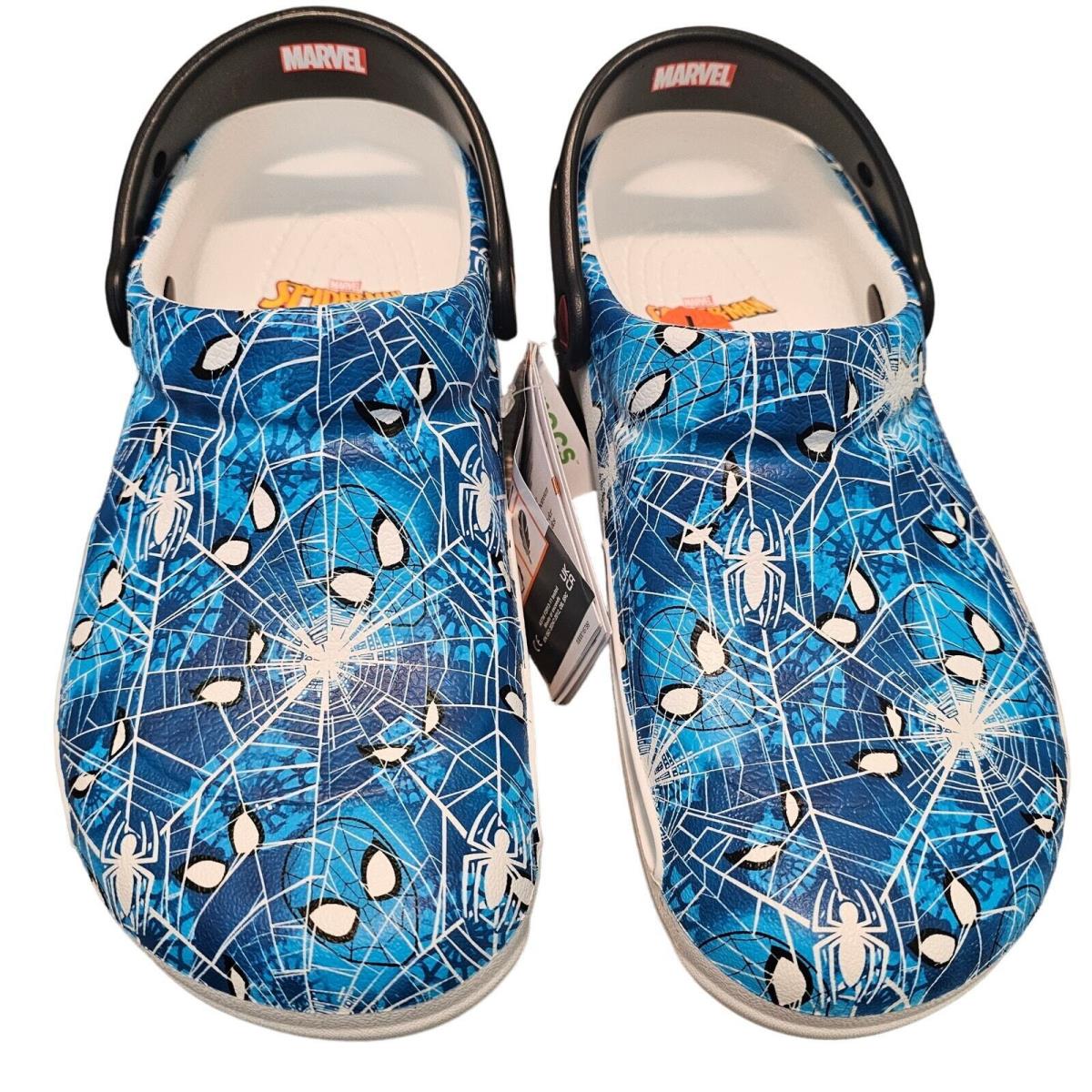 Crocs Marvel Spiderman Bistro Clogs Womens Size 9 Blue Slip On Spider Web