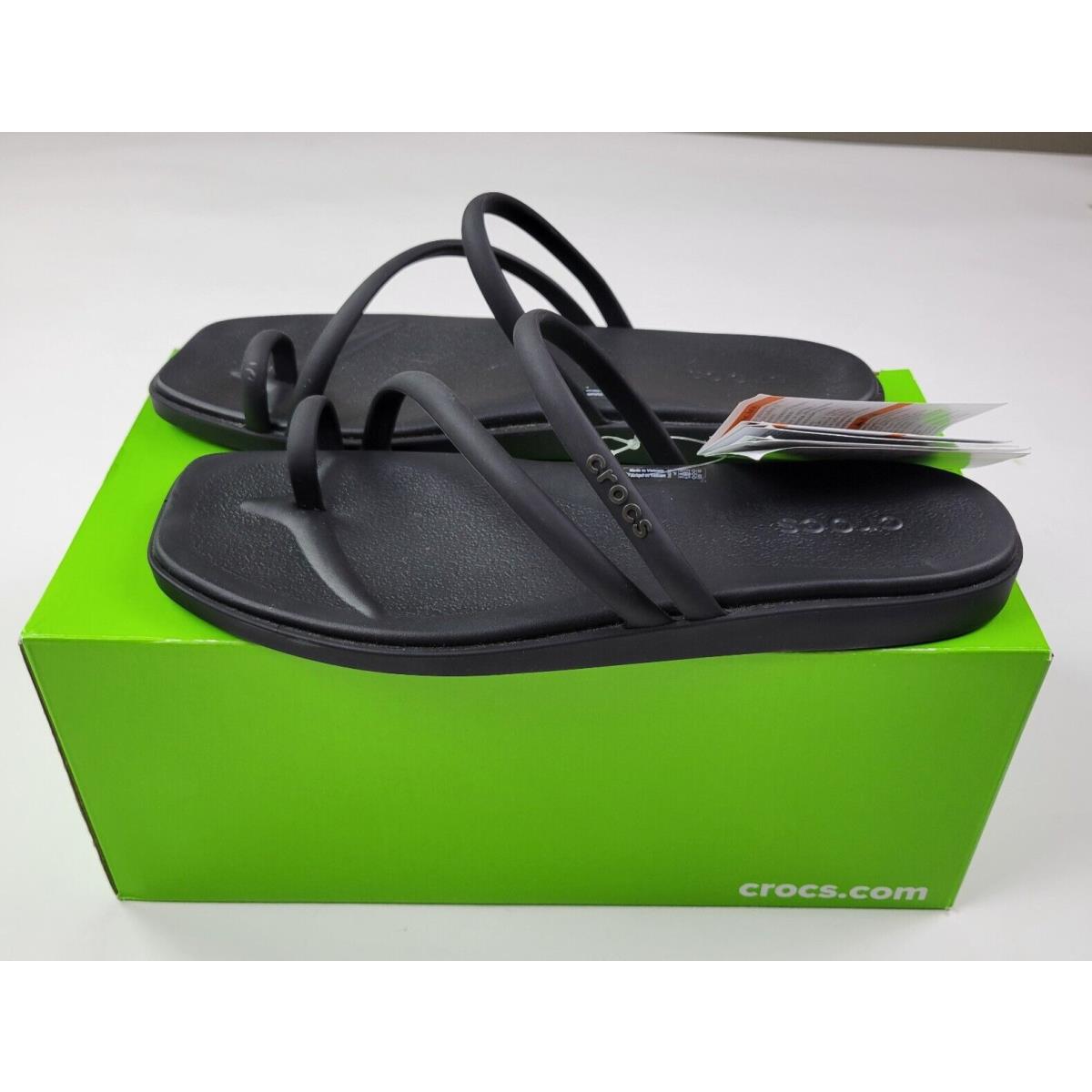 Crocs Miami Toe Loop Sandal Womens 8 Black Straps Slip On