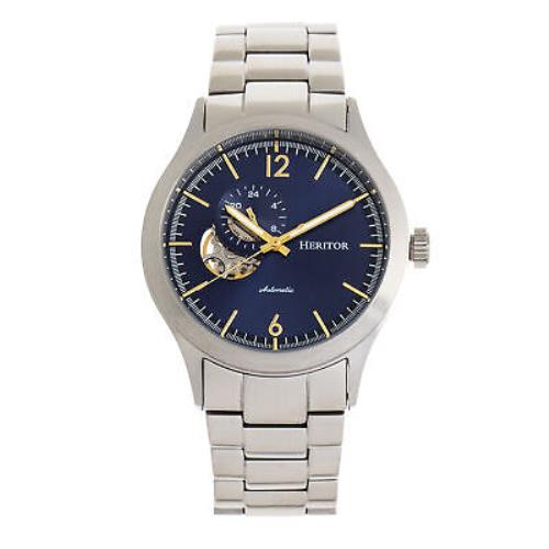 Heritor Automatic Antoine Semi-skeleton Bracelet Watch - Silver/blue