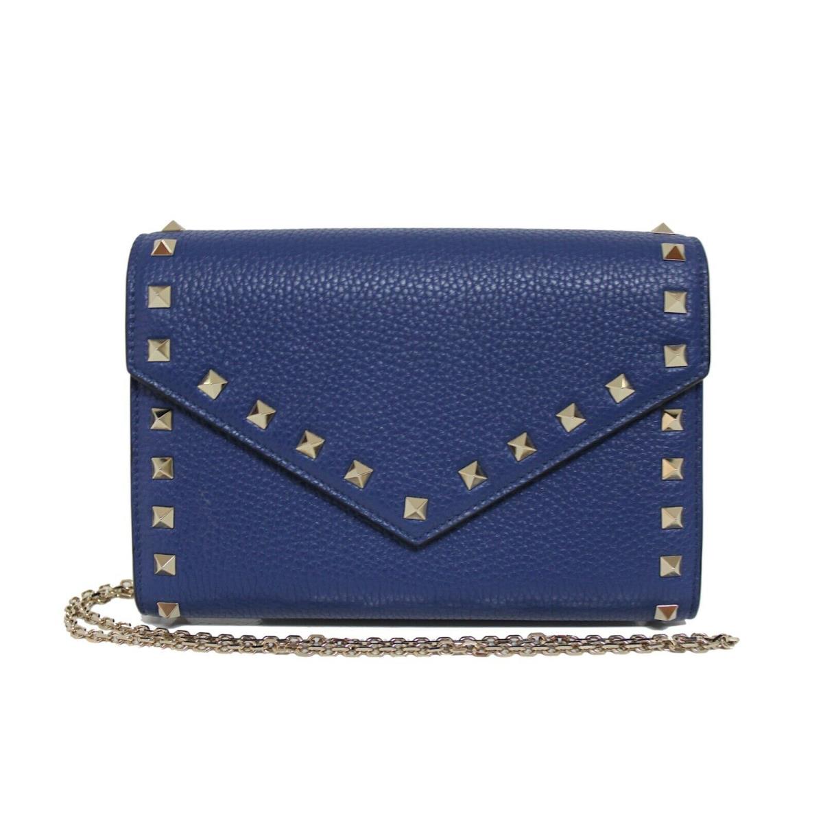 Valentino Rockstud Wallet-on-chain Royal Blue Leather Cross Body Bag