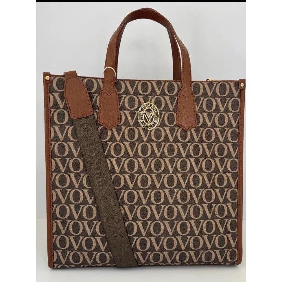 Valentino Orlandi Monogram Large Brown Tote Bag