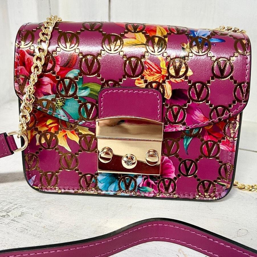 Valentino by Mario Valentino Bijou Flowery Monogram Leather Crossbody Purple