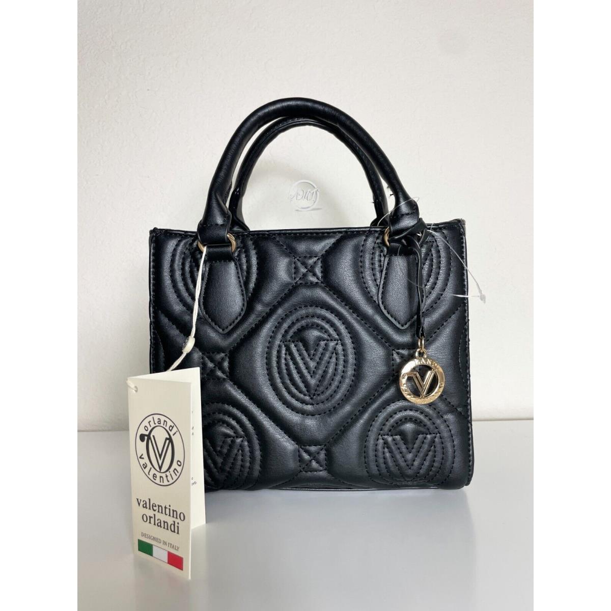 Valentino Orlandi Quilted Tote Purse Black Italy