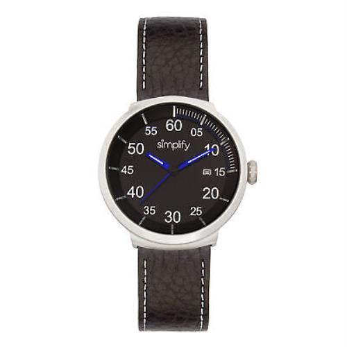 Simplify The 7100 Leather-band Watch W/date - Black