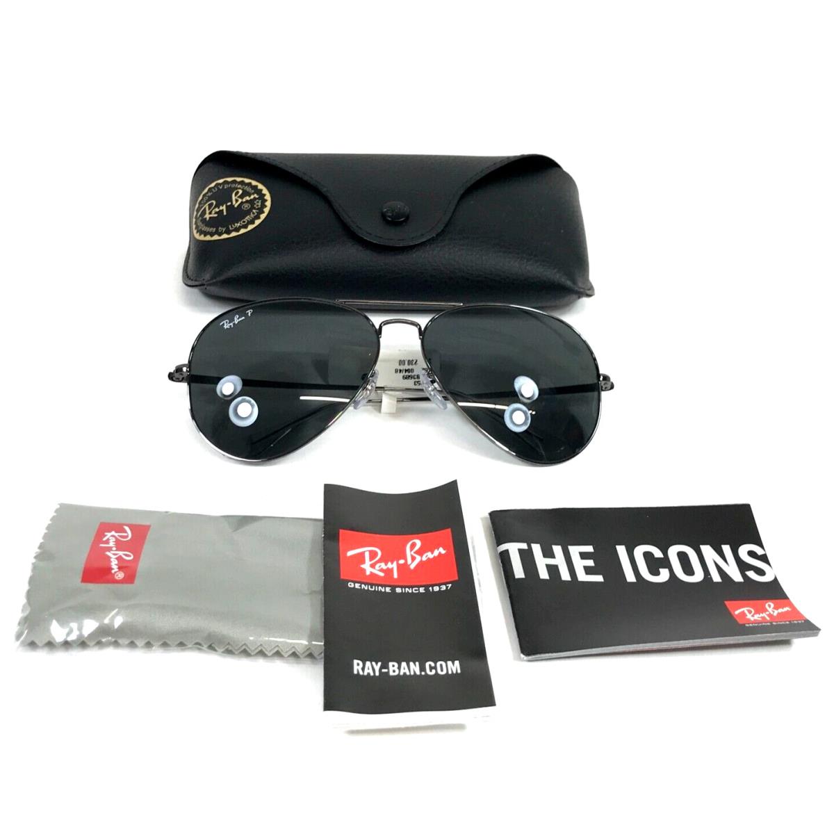 Ray-ban Sunglasses RB3689 Aviator Metal II 004/48 Gray Aviator w Black Polarized