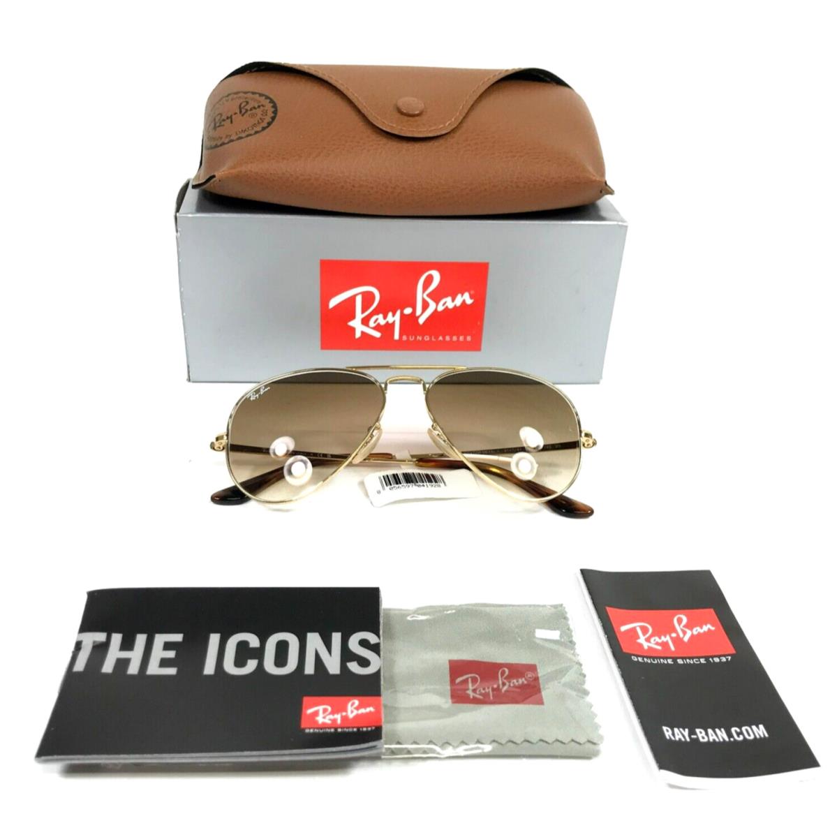 Ray-ban Sunglasses RB3689 Aviator Metal II 9147/51 Gold Frame Brown Lenses 55 mm