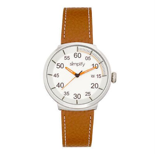 Simplify The 7100 Leather-band Watch W/date - Brown/silver