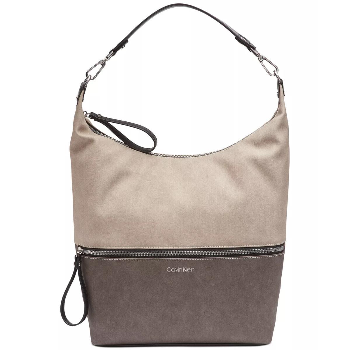 Calvin Klein Women`s Elaine Hobo Shoulder Bag Colorblock Grey Combo