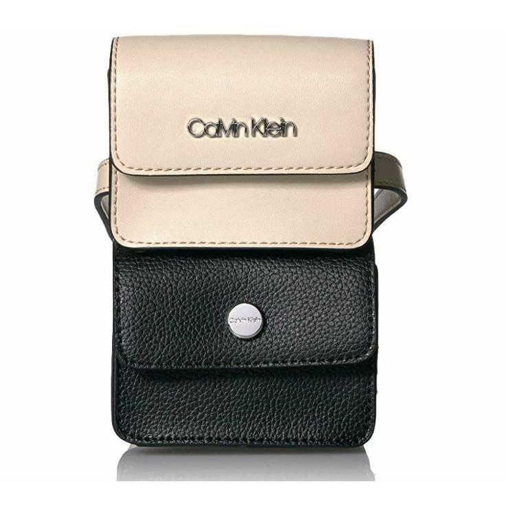 Calvin Klein Sand Black Tonya Calf Leather Small Belt Bag 1CK11