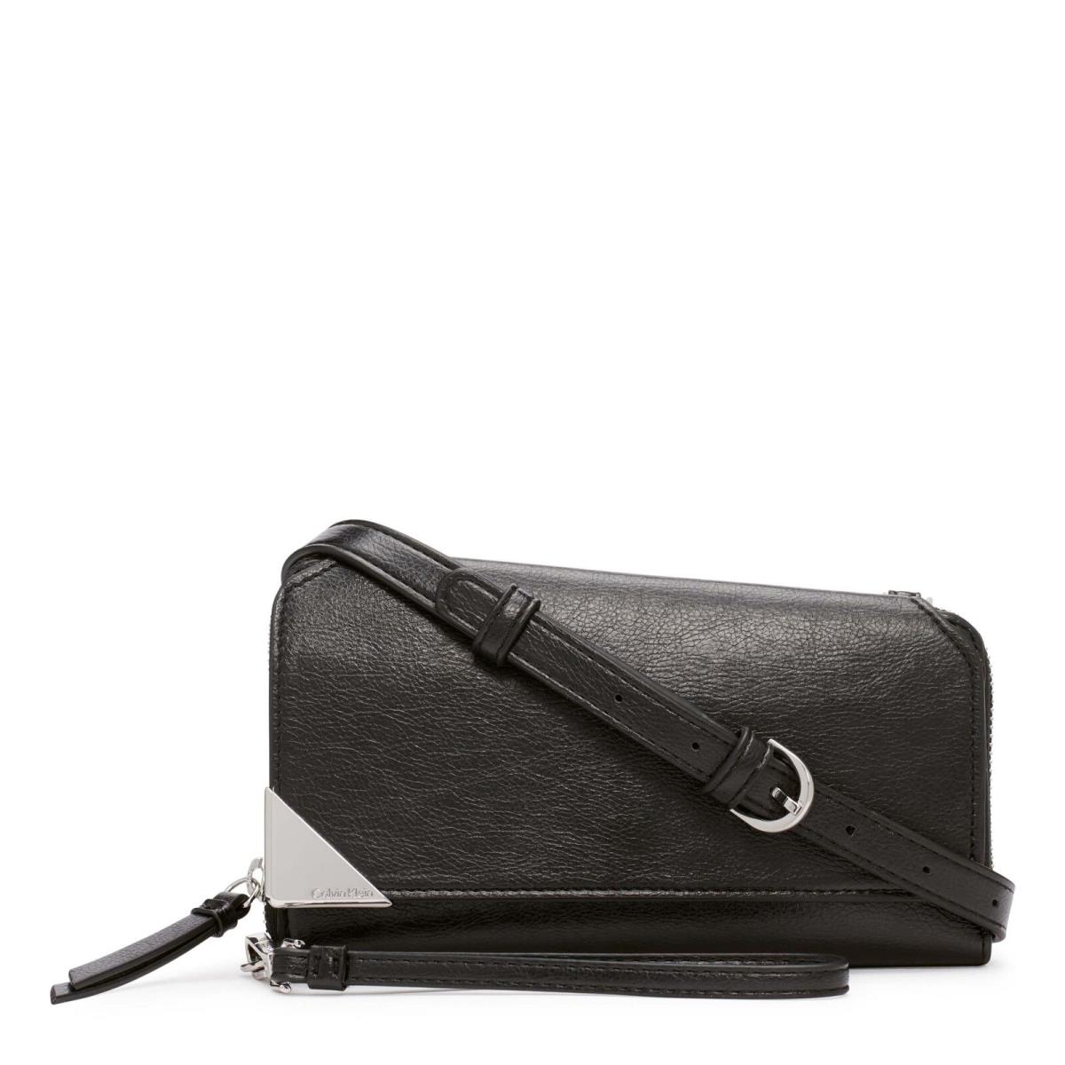 Calvin Klein Basalt Organizational Wallet On a String Crossbody Black/silver