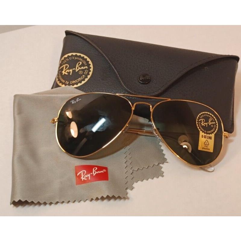 Ray-ban RB 3025 L0205 Gold Aviator G-15 Lens Sunglasses 58-14-NEW