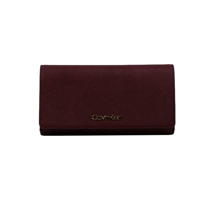 Calvin Klein Women`s Saffiano Leather Trifold Wallet Merlot