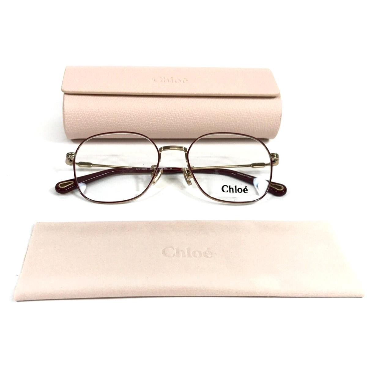 Chloe Eyeglasses Frames CH0182OK 004 Red Gold Round Wire Rim 54-18-145