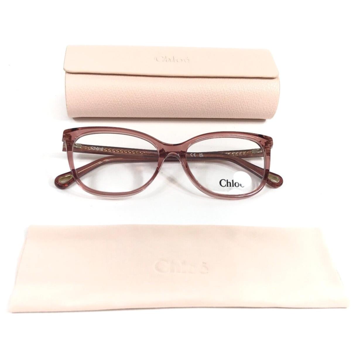 Chloe Eyeglasses Frames CH0013O 006 Clear Pink Cat Eye Full Rim 54-16-145