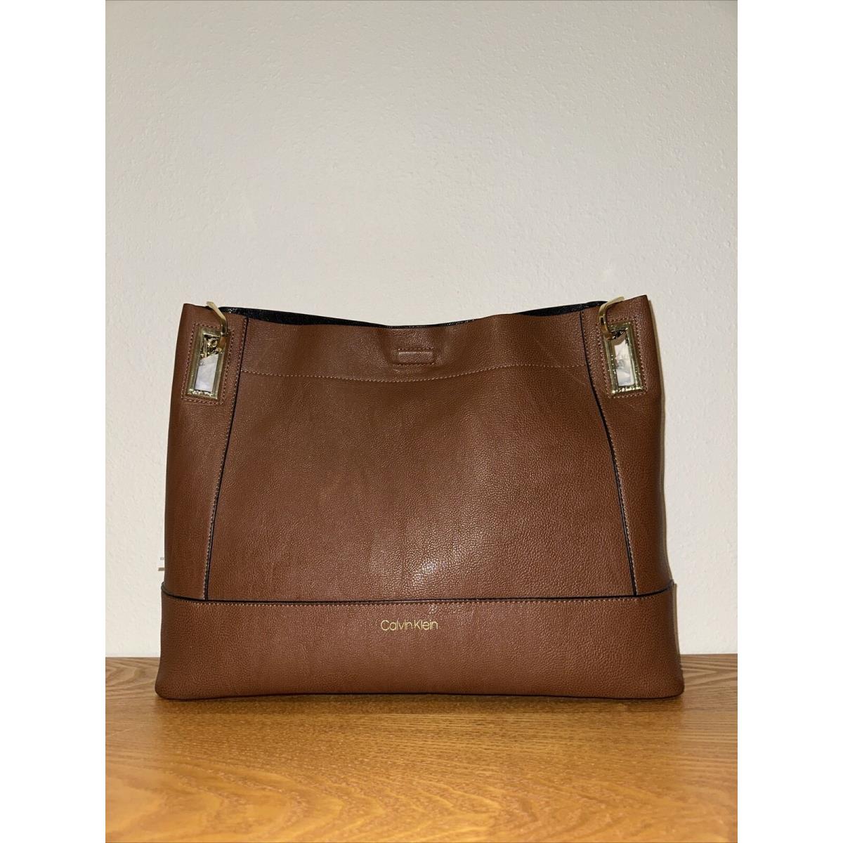 Calvin Klein Brown Handbag Purse Tote Two Piece Wallet