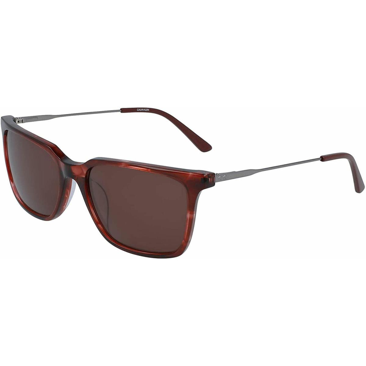 Calvin Klein CK19703S-609 Unisex Burgundy Havana Sunglasses Brown Lens