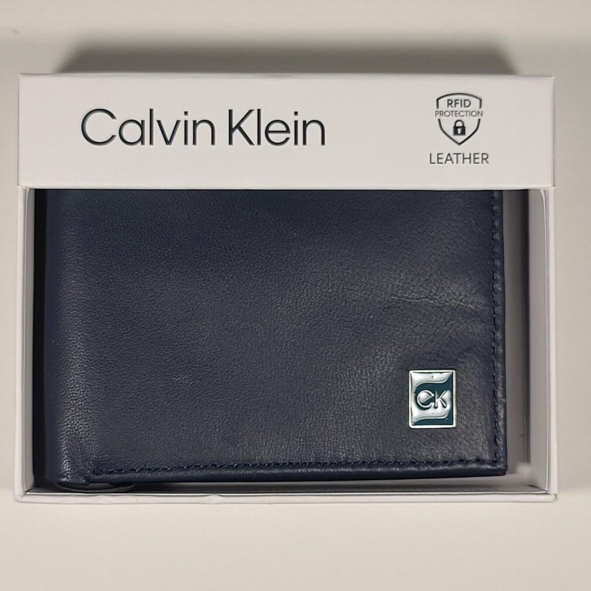 Calvin Klein Men`s Bifold Blue / Navy Leather Rfid Wallet Passcase 31KA220032