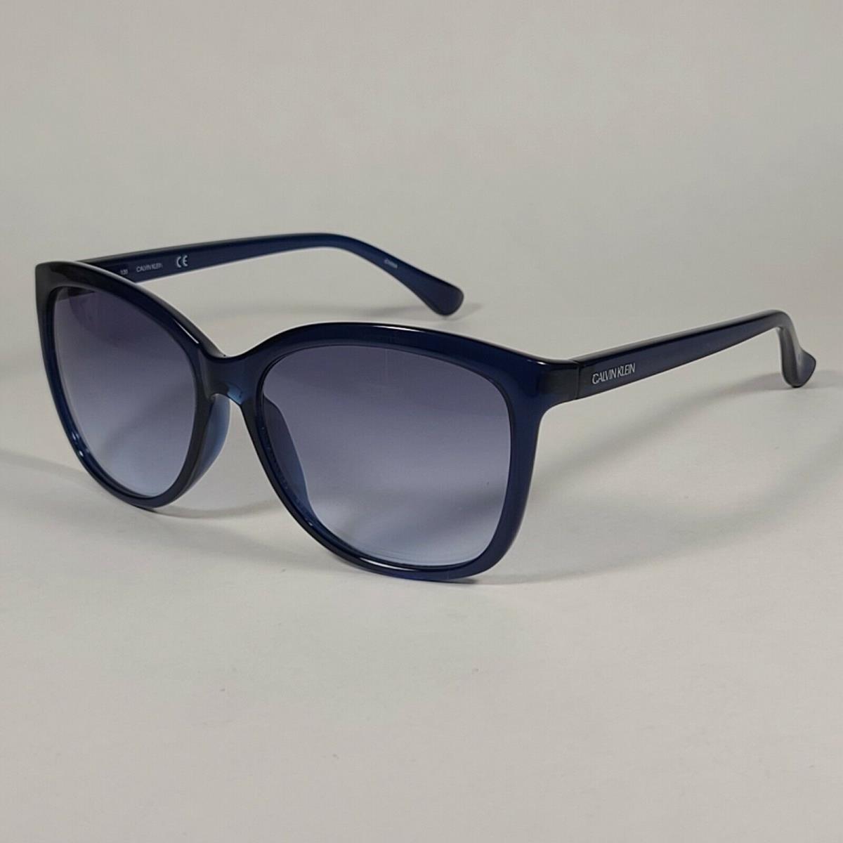 Calvin Klein CK19542S 410 Cat Eye Sunglasses Blue Crystal Gray Lens 57mm