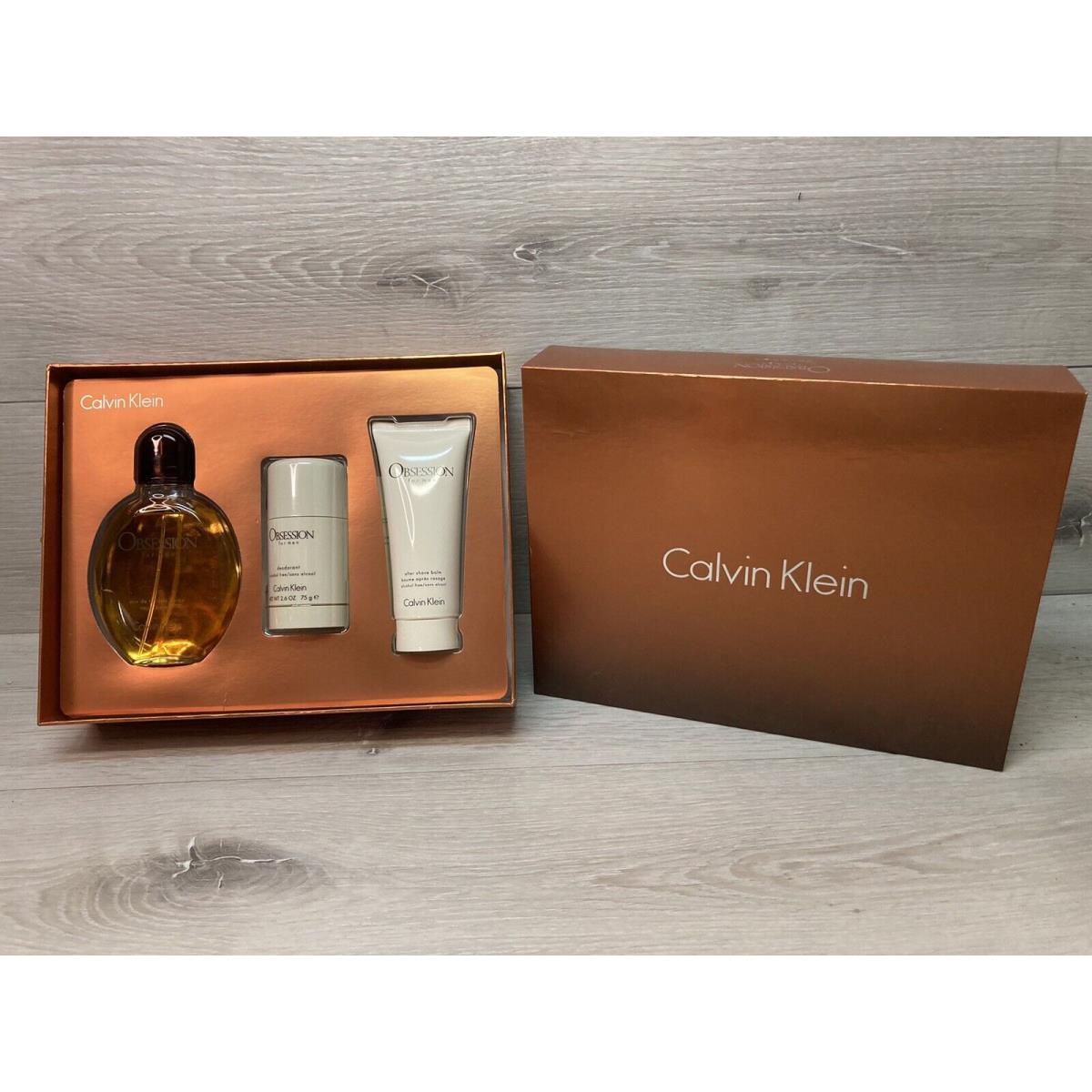 Calvin Klein Obsession For Men 3pc Gift Set - 4oz EDT+2.6oz Deo+3.4oz A/s Balm