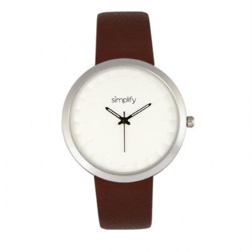 Simplify 6000 Men`s Minimalist Brown Leather Silver Watch SIM6001