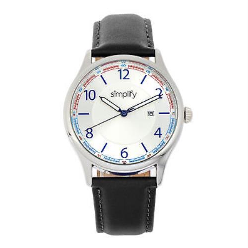 Simplify The 6900 Leather-band Watch w/ Date - White