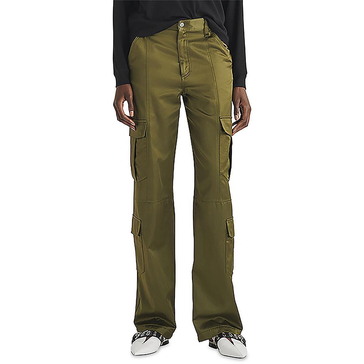 Rag Bone Womens Cailyn Green Satin Mid-rise Cargo Pants 27 Bhfo 3389