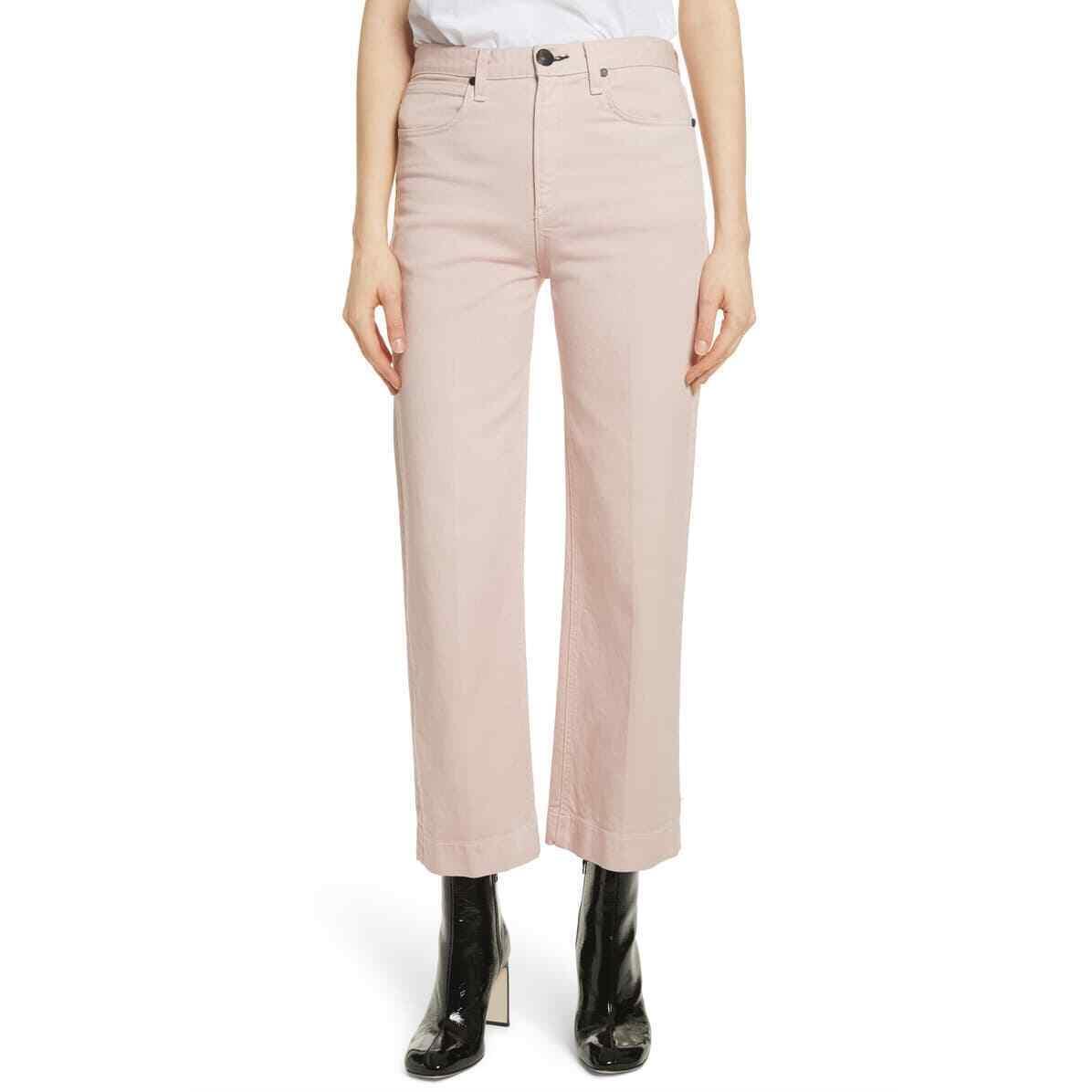 Rag Bone L35813 Woman`s Pink Justine High Waist Wide Leg Trouser Pants Size 24