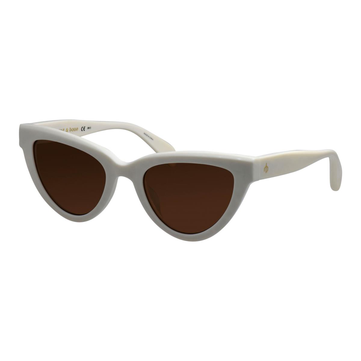 Rag Bone Rnb 1072/S VK6 White Acetate Sunglasses Brown Solid Color Lens