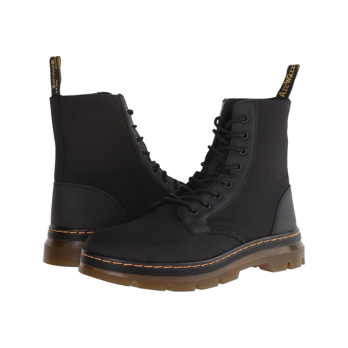 Men`s Shoes Dr. Martens Combs 8 Eye Nylon Poly Combat Boots 16607001 Black