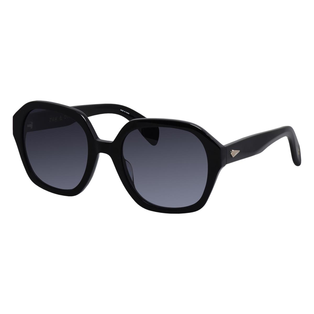 Rag Bone Rnb 1063/S 807 Black Plastic Square Sunglasses Grey Gradient Lens - Frame: Black, Lens: Gray