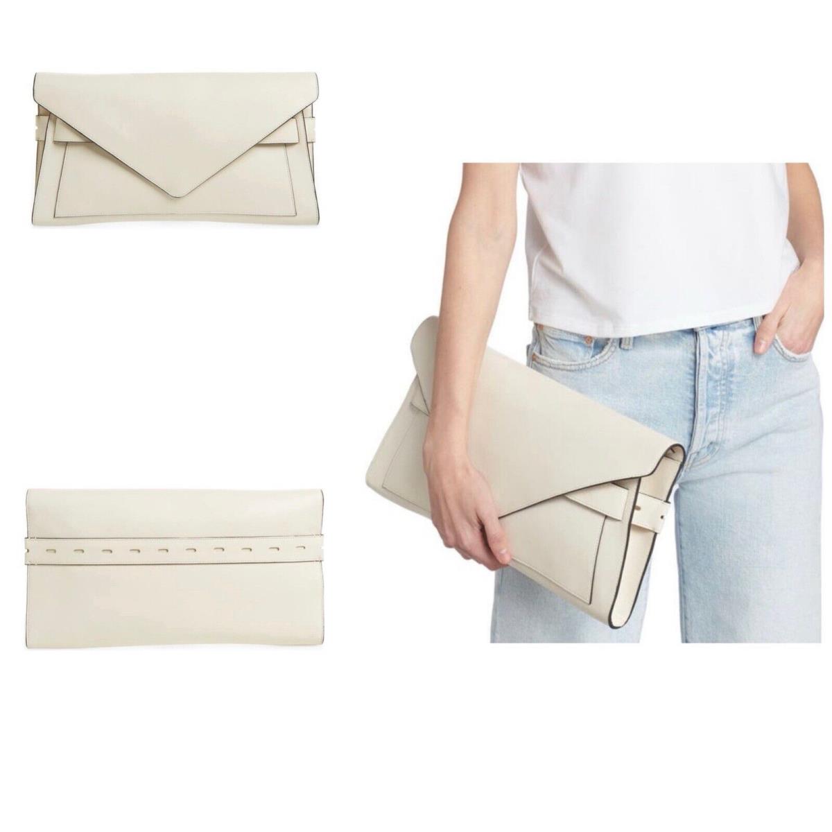 Rag Bone Field Folio Leather Clutch In Antique White