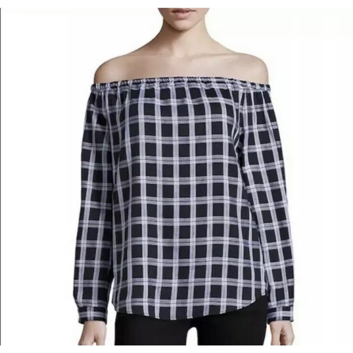 Rag Bone Black Plaid Off The Shoulder Blouse Size Medium