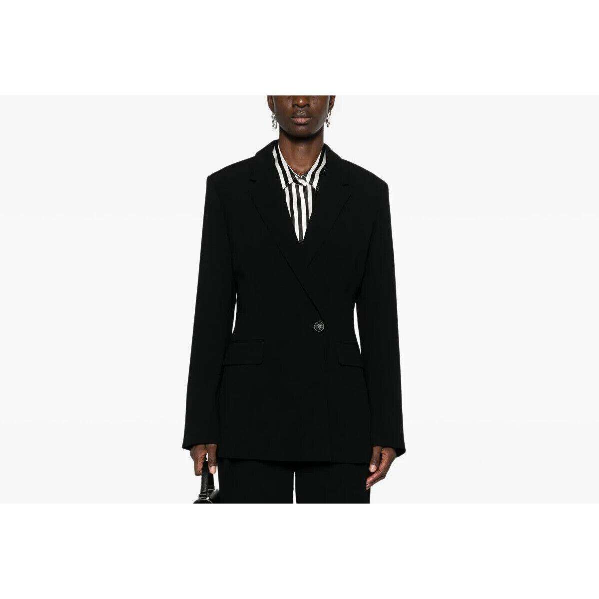 Rag Bone Tessa Crepe Blazer Women`s 0 Black Notch Lapel Single Breasted L/s