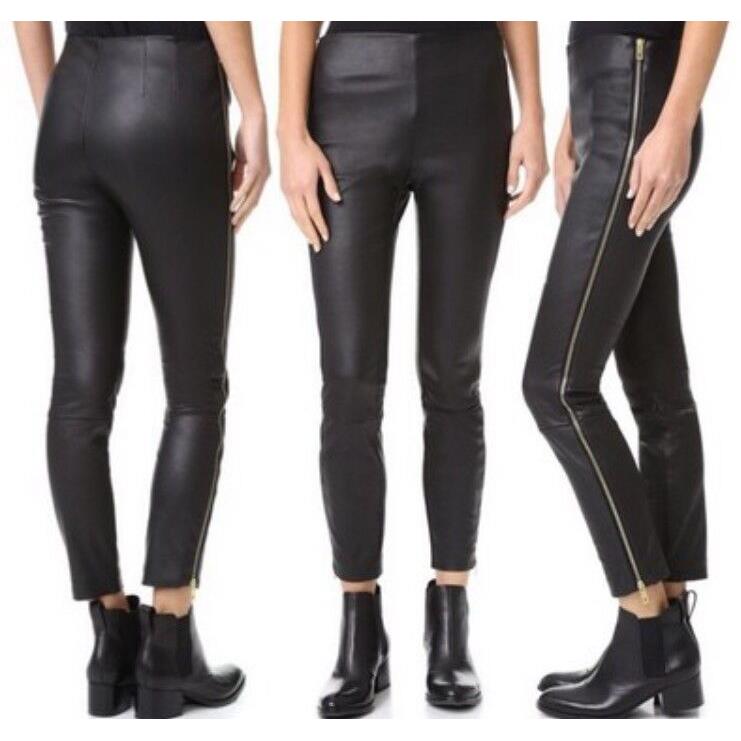 Rag Bone Chatel Leather Leggings Pants Black sz 2