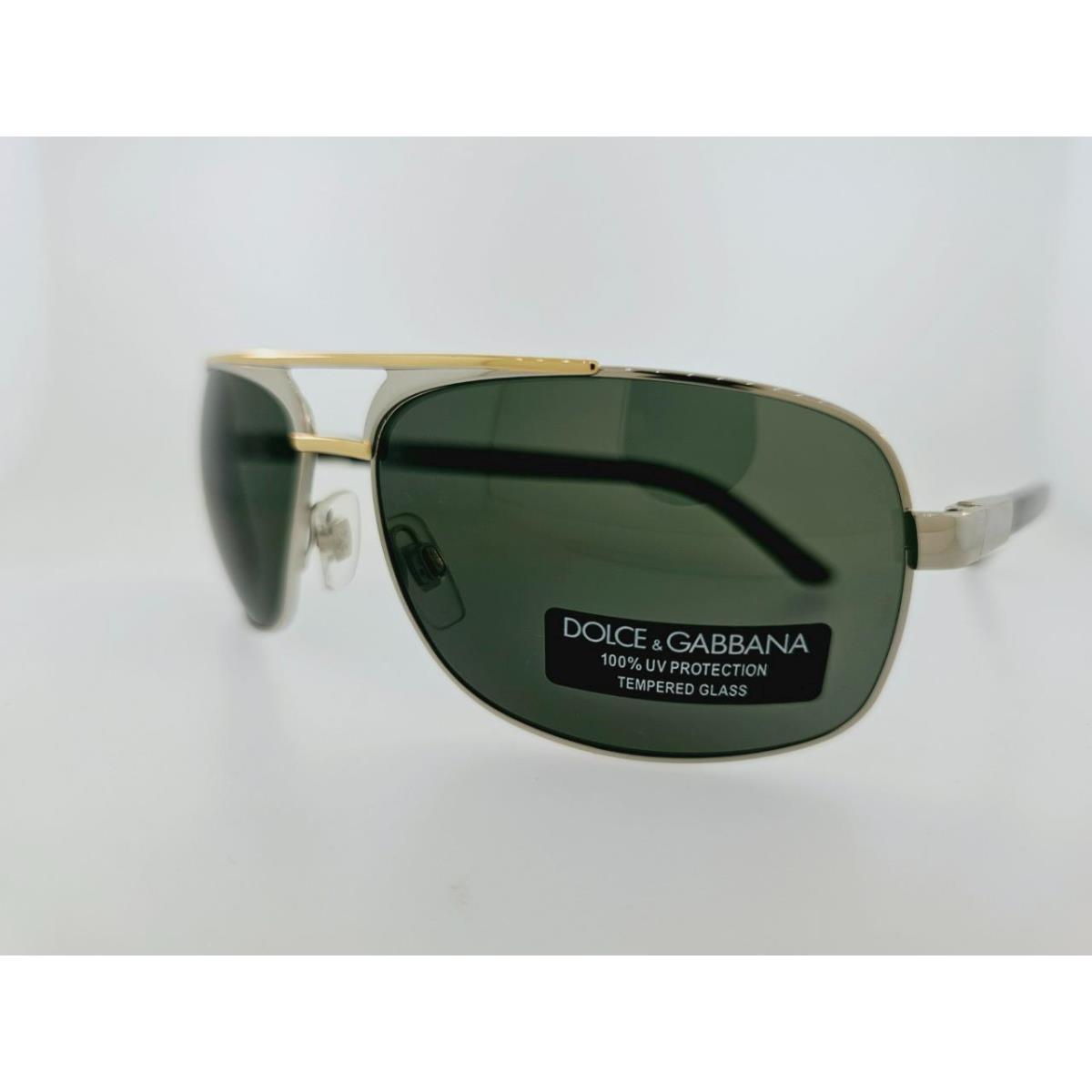 Dolce Gabbana Sunglasses 2049 26531 62MM Silver Black Frame with Green Lenses