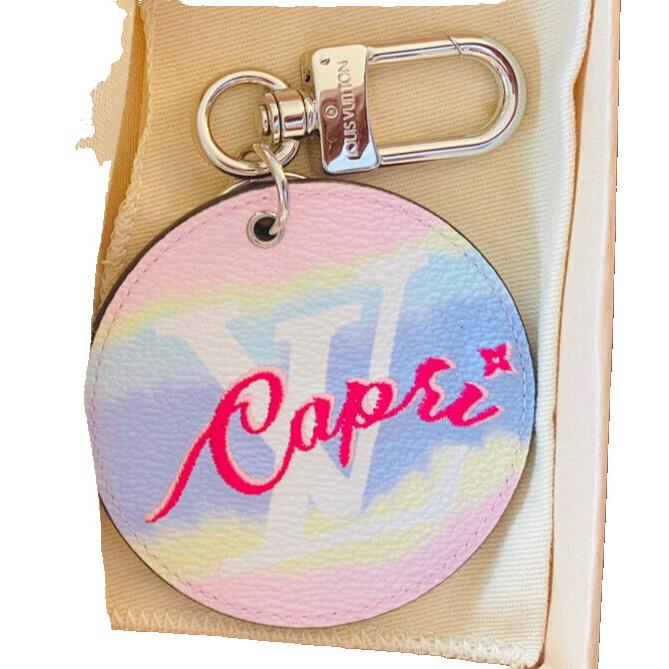 Louis Vuitton Capri Bag Charm Round Key Fob Pastel 4 Onthego Escale Ltd Rare