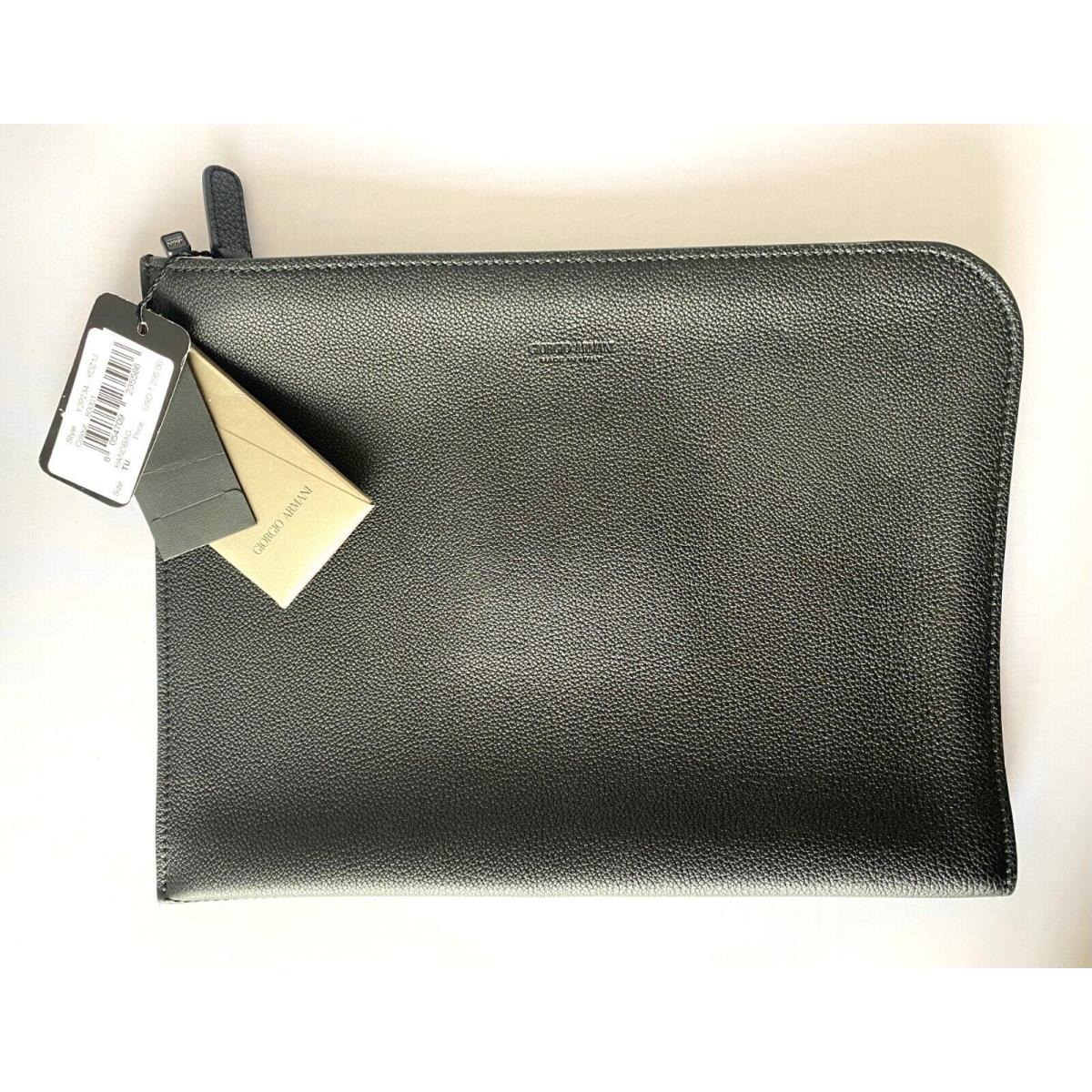 NW Giorgio Armani Black Calf Leather Document Holder 14 x 10.5