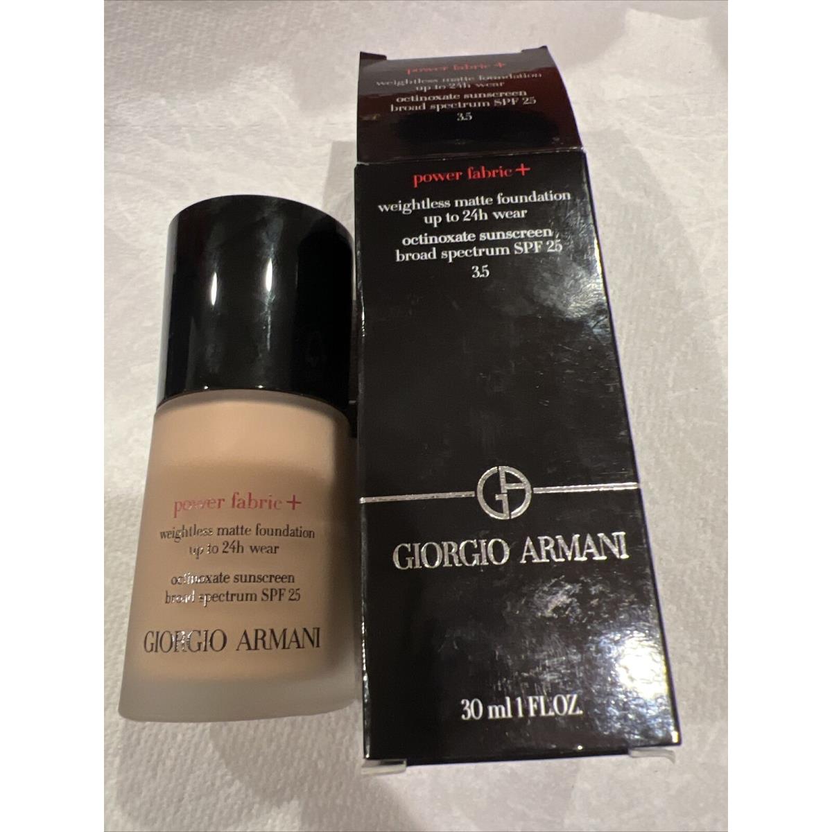 Giorgio Armani Power Fabric + Foundation Spf 25 Full Size 1oz - Shade 3.5