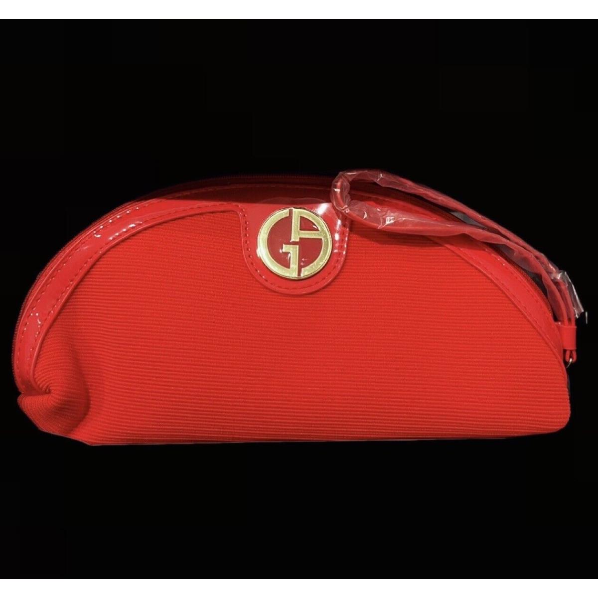 Giorgio Armani Beauty Red Zip Wristlet Clutch Make Up Bag