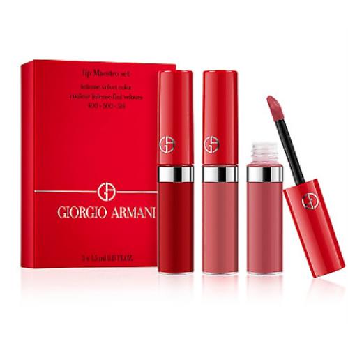 Limited Giorgio Armani Trio Travel Lip Maestro Set Intense Velvet 400 500 514