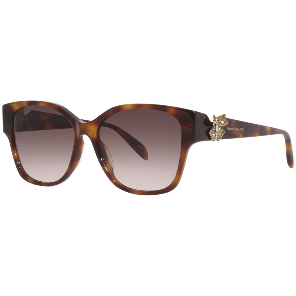 Alexander Mcqueen AM0370S Women`s 002 Sunglasses Havana/brown Gradient Lens 56mm