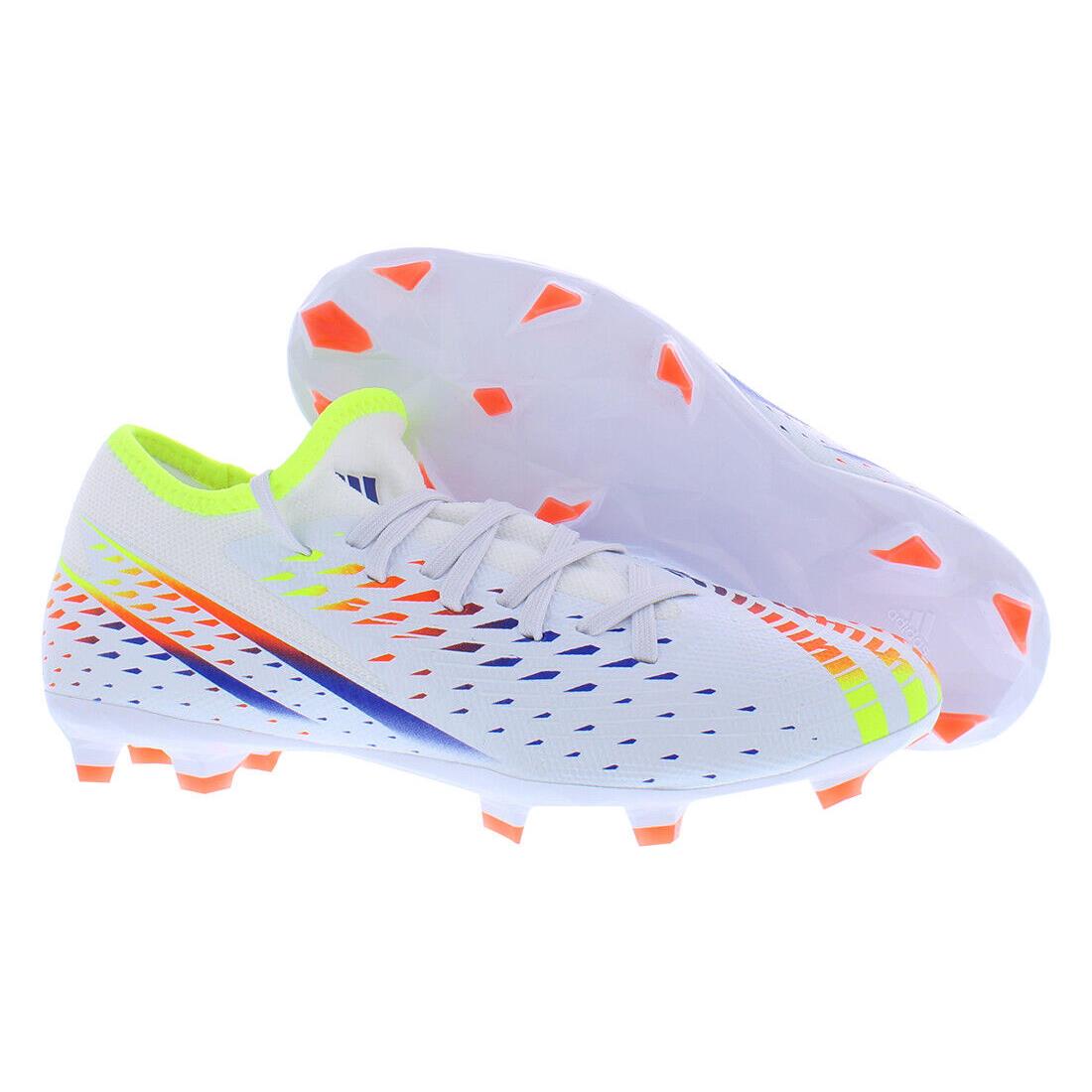 Adidas Predator Edge.3 L FG Unisex Shoes Size 5 Color: Footwear White/solar - Footwear White/Solar Yellow/Powder Blue, Main: White