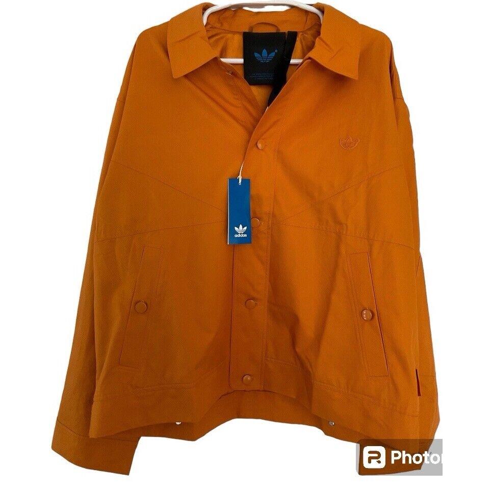 Adidas Tie Break Mens Sz L Focus Orange Snap Close Lightweight Lined Jacket