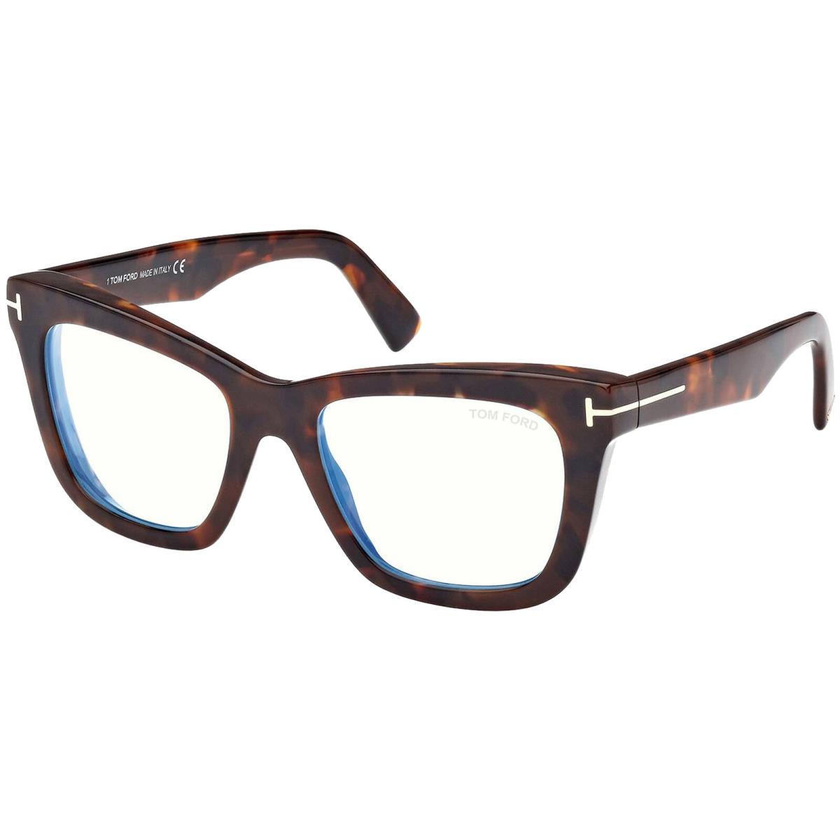 Tom Ford Women`s Blue Block Squared Cat Eye Eyeglass Frames - FT5881 B - Italy