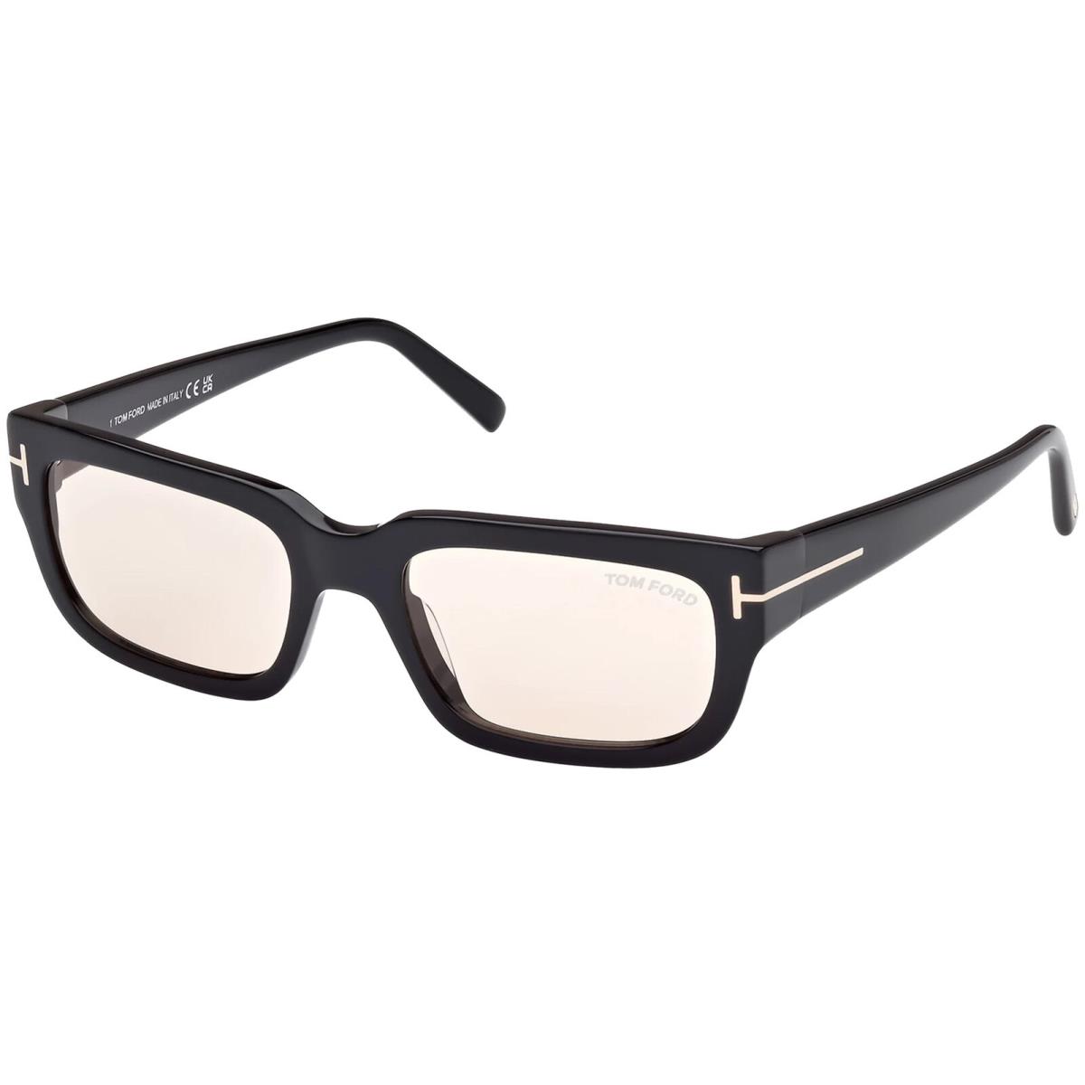Tom Ford Ezra Photochromic Men`s Black Rectangle Sunglasses FT1075-01E-54 Italy