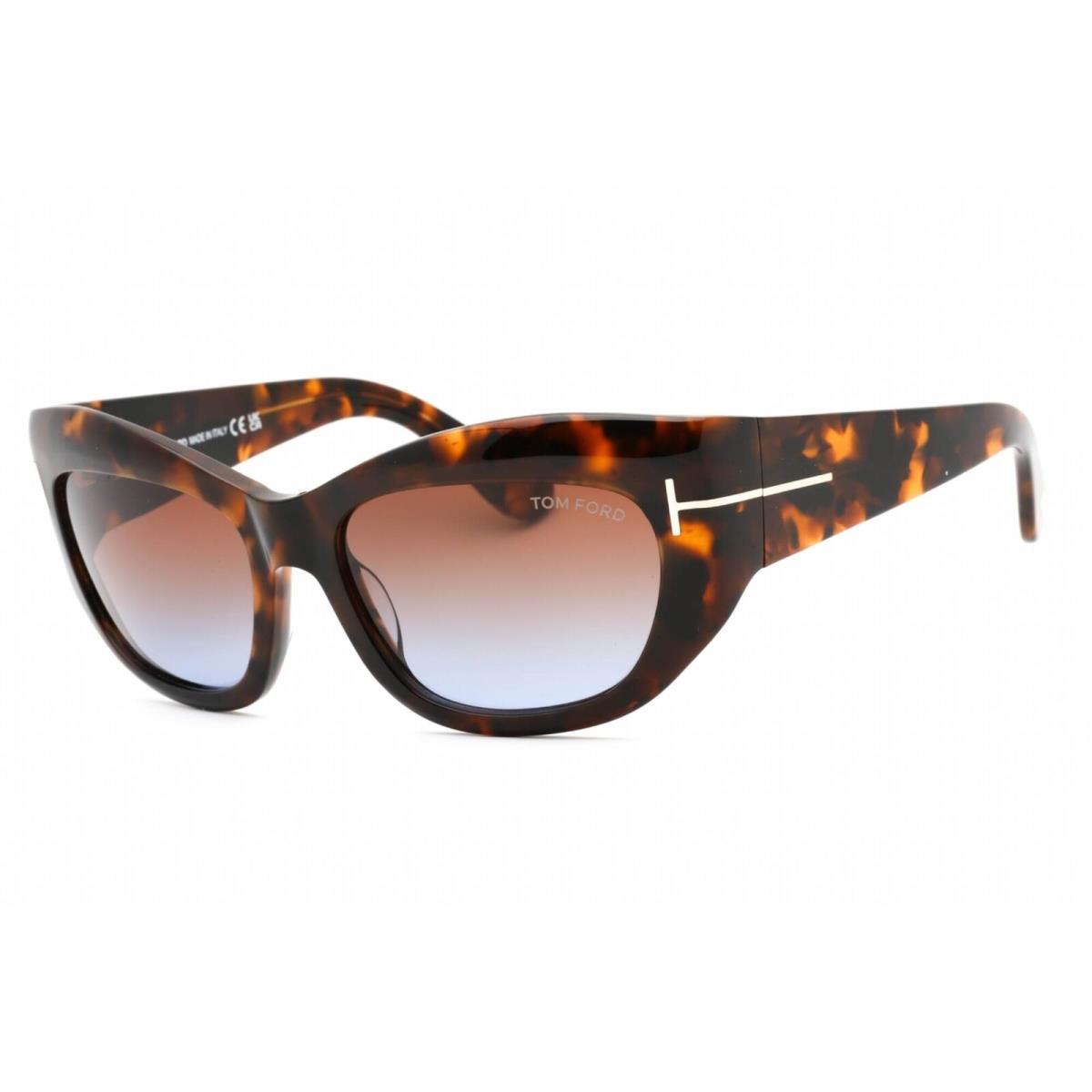 Tom Ford Women`s Sunglasses Dark Havana Plastic Cat Eye Shape Frame FT1065 52F