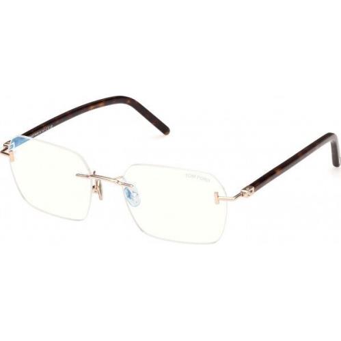 Tom Ford FT 5934 B 028 Blue Block Shiny Rose Gold Rimless 54MM